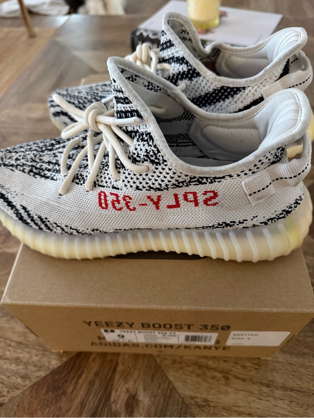 Yeezy Boost 350 V2 Men’s Sneakers - Zebra White/Black with Red Accent